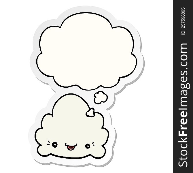 Cartoon Cloud And Thought Bubble As A Printed Sticker