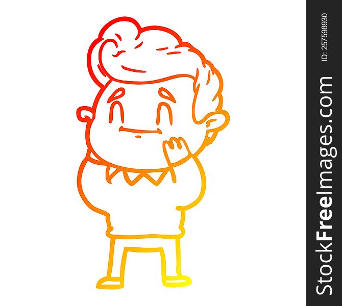 Warm Gradient Line Drawing Happy Surprised Cartoon Man
