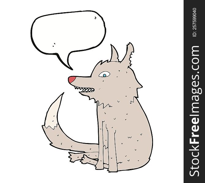Cartoon Wolf Sitting With Speech Bubble