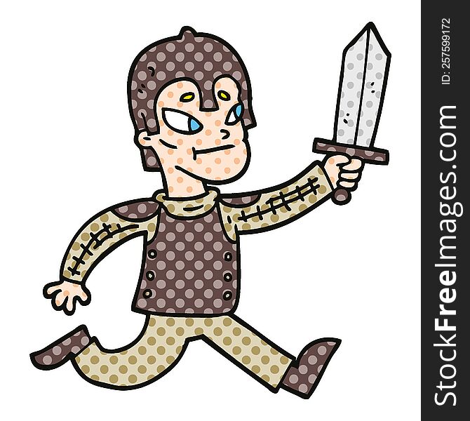 comic book style cartoon medieval warrior