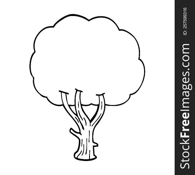 line drawing cartoon blooming tree