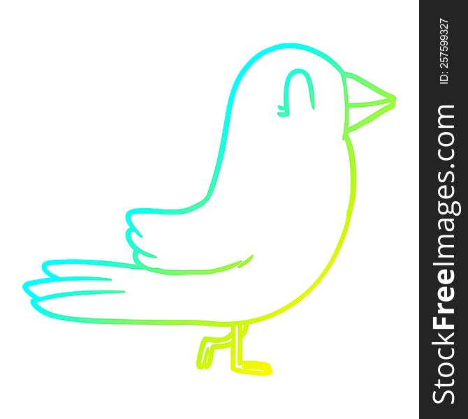 Cold Gradient Line Drawing Cartoon Bird