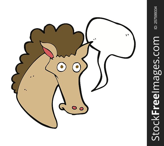 Cartoon Horse Head With Speech Bubble