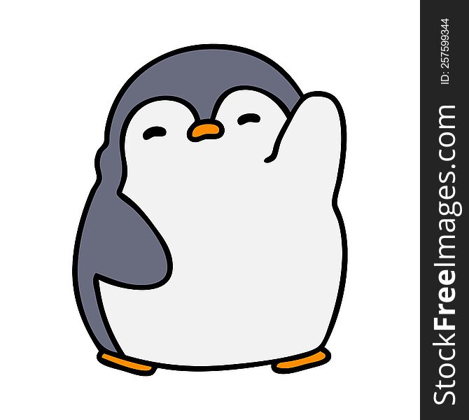 Cute Christmas Penguin Waving
