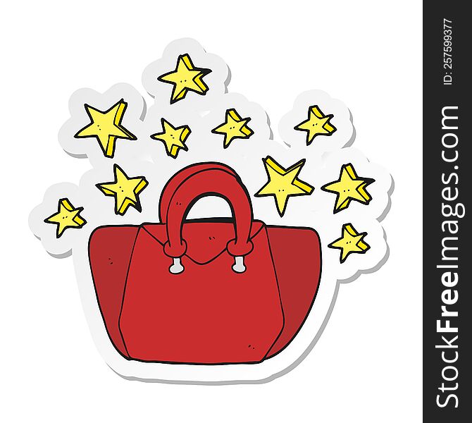 sticker of a cartoon expensive handbag