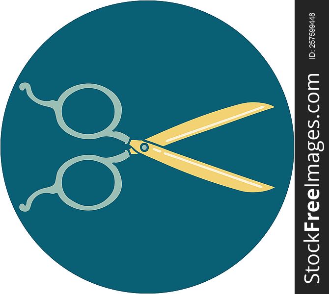 iconic tattoo style image of barber scissors. iconic tattoo style image of barber scissors