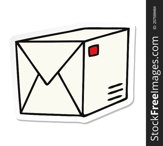 Sticker Of A Quirky Hand Drawn Cartoon Parcel