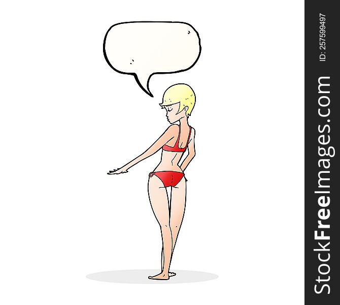 Cartoon Bikini Woman With Speech Bubble