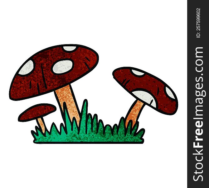 hand drawn textured cartoon doodle of a toad stool