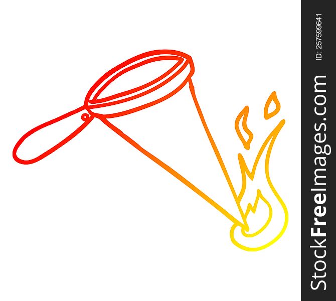 warm gradient line drawing of a cartoon magnify glass