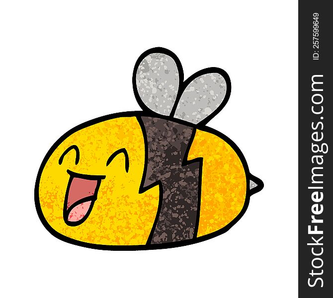 grunge textured illustration cartoon bee