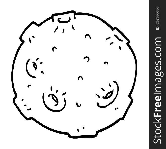 line drawing cartoon moon with craters