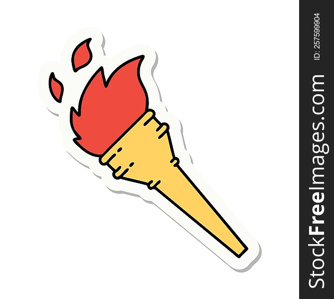 sticker of tattoo in traditional style of a lit torch. sticker of tattoo in traditional style of a lit torch