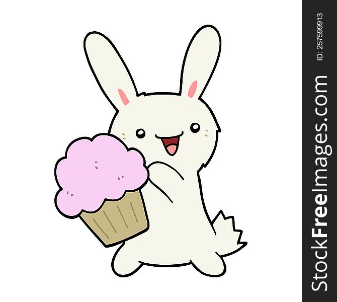 cute cartoon rabbit with muffin