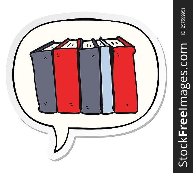 Cartoon Books And Speech Bubble Sticker