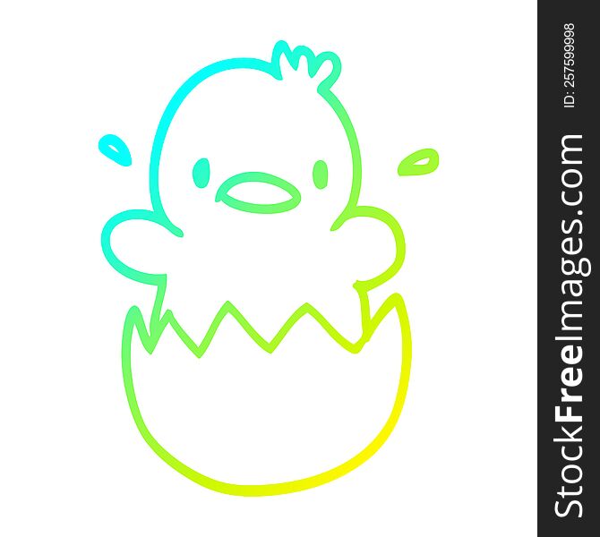 cold gradient line drawing of a cartoon baby duck