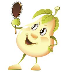 Comic Pear With A Mirror Stock Photos Comic Pear With A Mirror Stock Photos