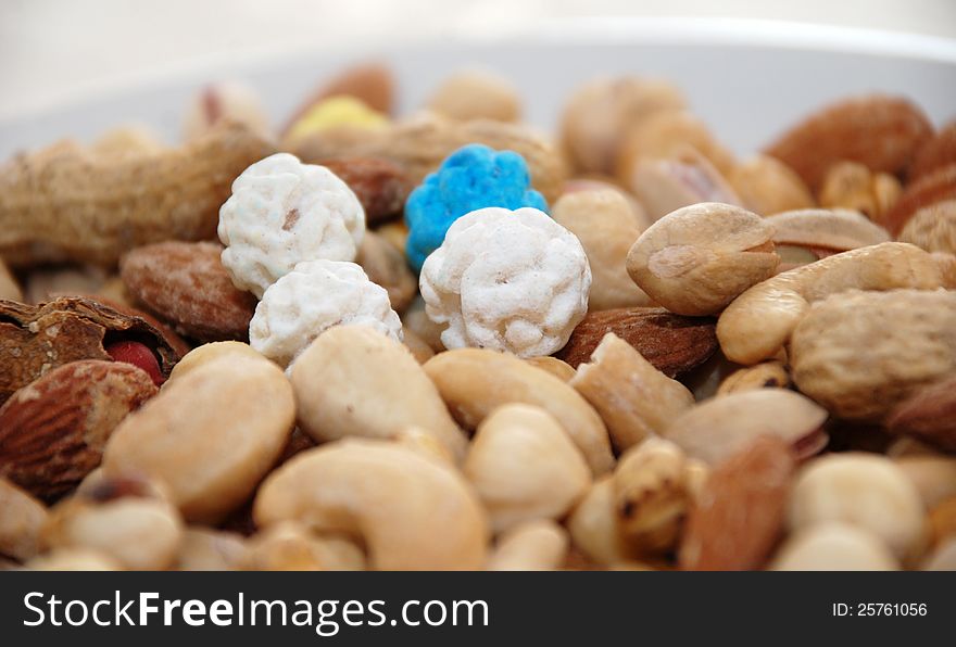 Mixed nuts on a plate