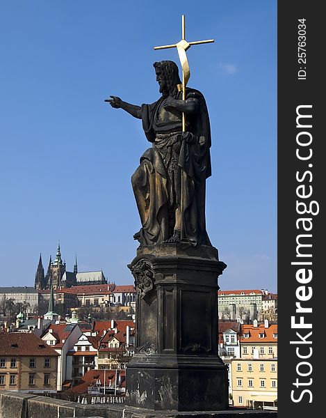 Statue on Charles Bridge , Prague