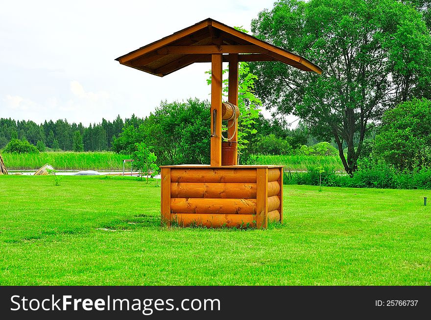 Landscape with wooden frame draw well. Landscape with wooden frame draw well