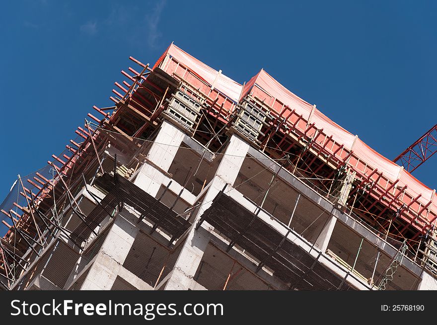 Detail from the top of a building under construction in downtown sao paulo