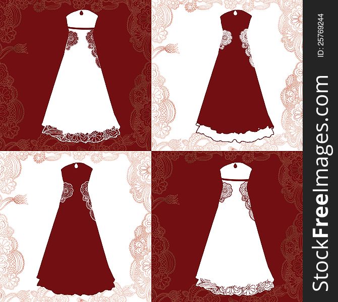 Elegant dress- variations in red and white color