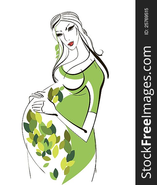 Graphic portrait of a young pregnant woman. Graphic portrait of a young pregnant woman