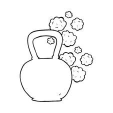 Black And White Cartoon Heavy Kettle Bell Stock Photo