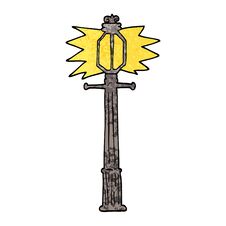 Grunge Textured Illustration Cartoon Lamp Post Royalty Free Stock Images