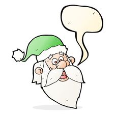 Cartoon Jolly Santa Claus Face With Speech Bubble Stock Photo