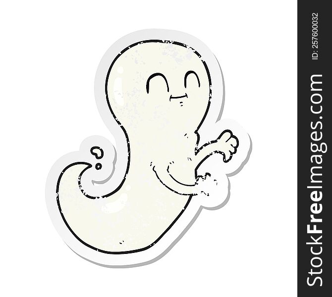 Retro Distressed Sticker Of A Cartoon Ghost