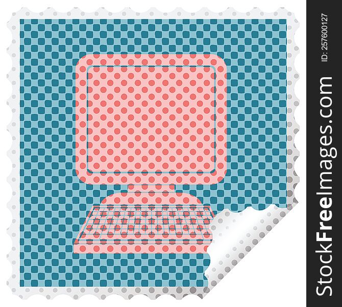 computer icon square peeling sticker vector illustration. computer icon square peeling sticker vector illustration