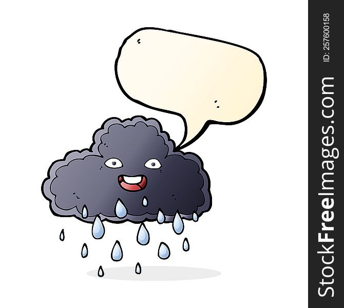 Cartoon Raincloud With Speech Bubble