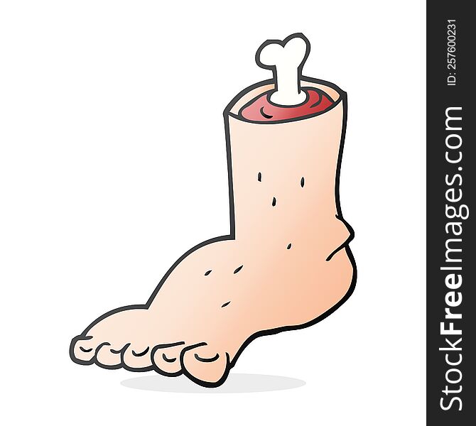 freehand drawn cartoon severed foot