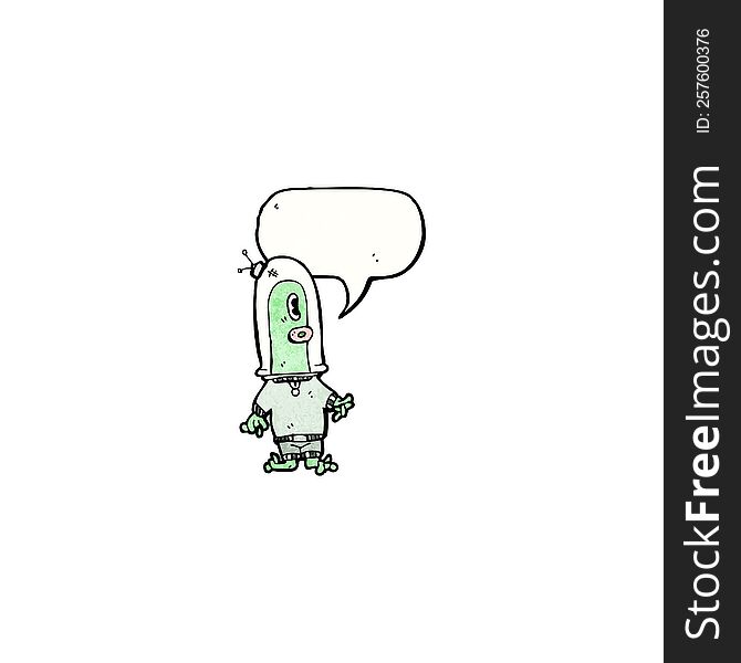 Cartoon Alien With Speech Bubble