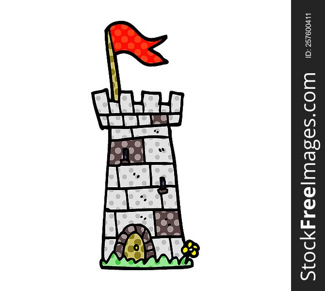 Cartoon Doodle Castle Tower