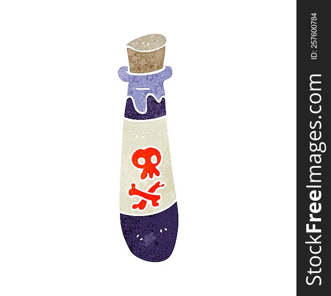 freehand retro cartoon vial of poison