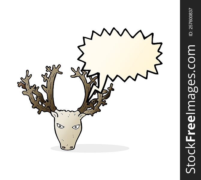 Cartoon Stag Head With Speech Bubble