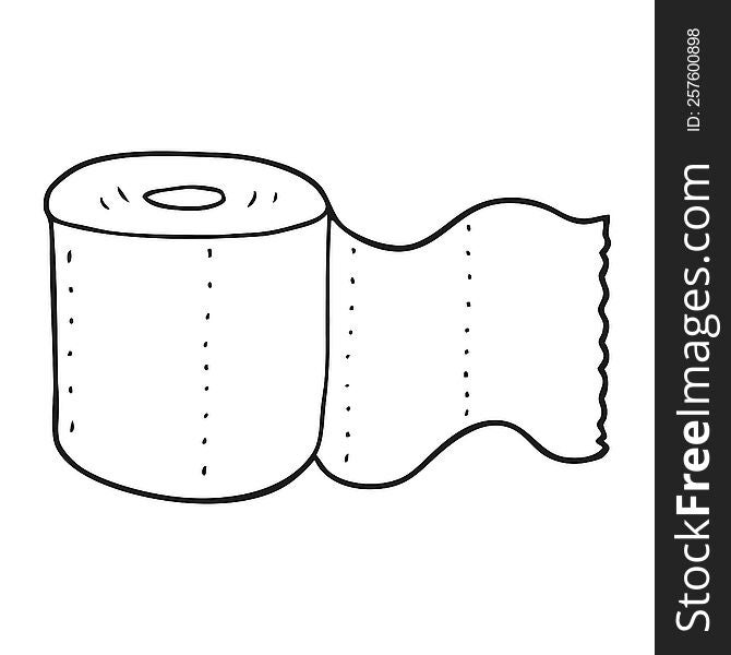 freehand drawn black and white cartoon toilet paper