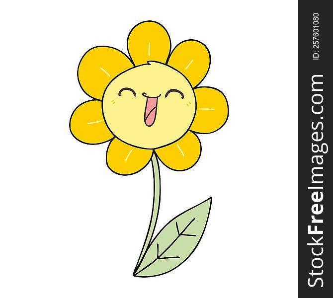 hand drawn quirky cartoon happy flower. hand drawn quirky cartoon happy flower