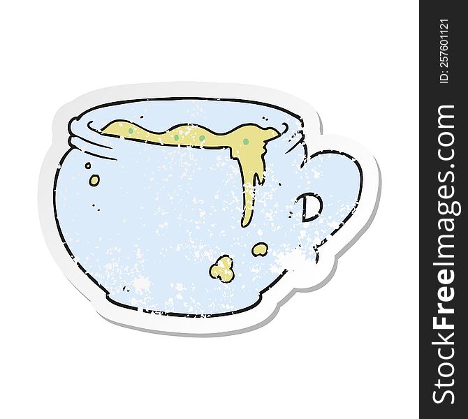 Retro Distressed Sticker Of A Cartoon Mug Of Soup