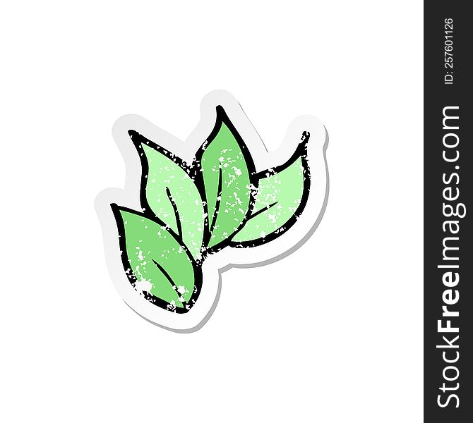 Retro Distressed Sticker Of A Cartoon Leaves