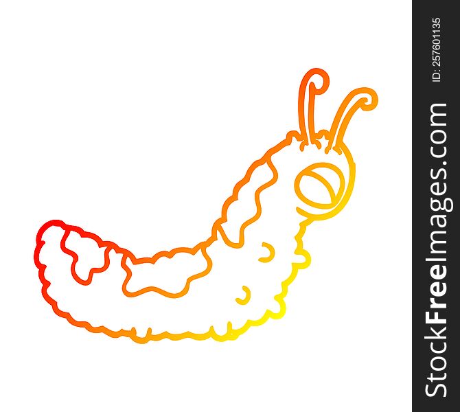 Warm Gradient Line Drawing Funny Cartoon Caterpillar