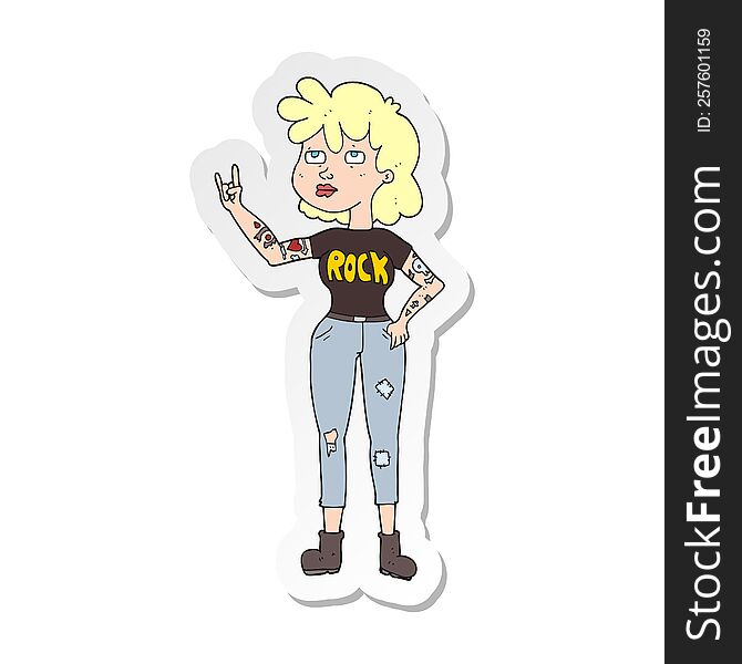 sticker of a cartoon rocker girl