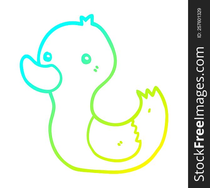 cold gradient line drawing of a cartoon duck