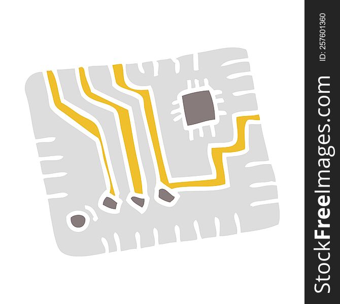 flat color illustration of a cartoon computer circuitboard