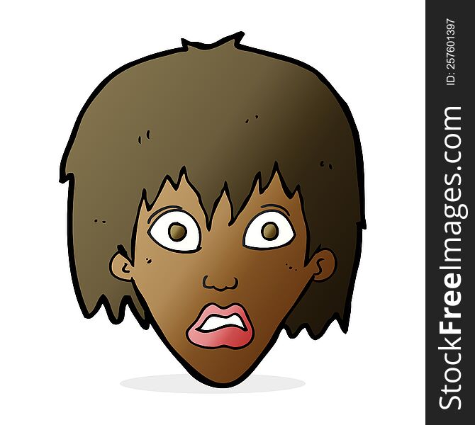 cartoon frightened woman