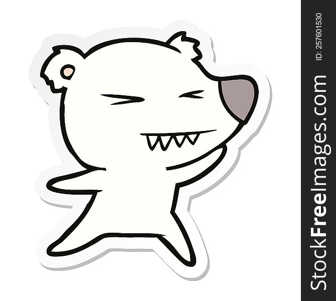 sticker of a angry polar bear cartoon