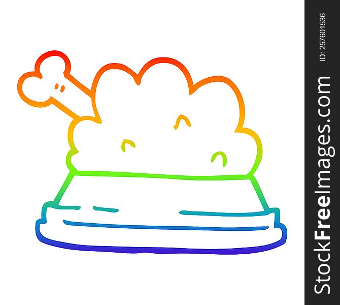 rainbow gradient line drawing of a cartoon pet food