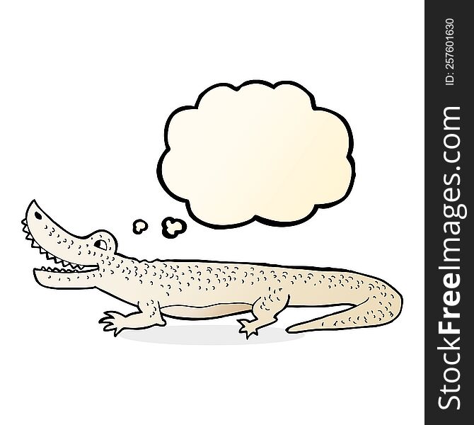 cartoon happy crocodile with thought bubble